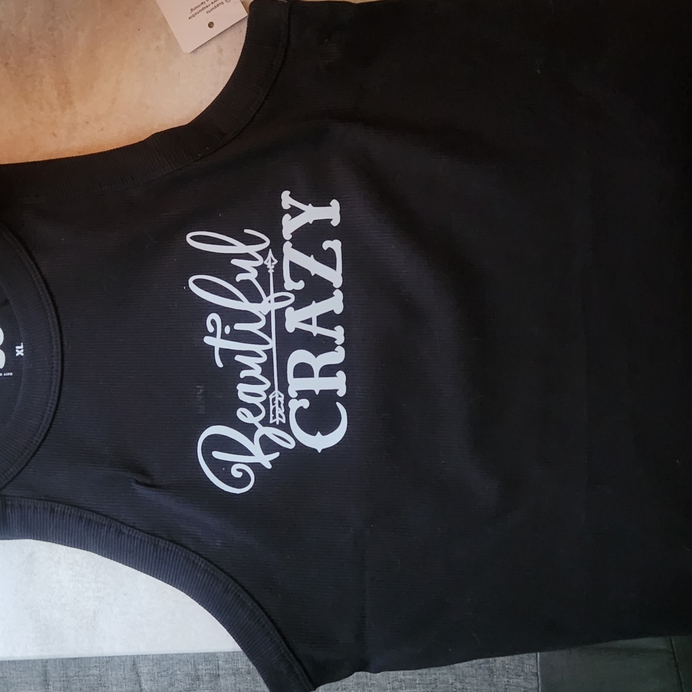 Black Tank Top with White Graphic